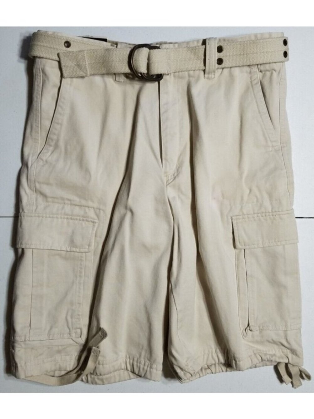 Cargo Shorts Emergency Exit Cotton Stone Color Flat Front Pockets Men's 34 NWT